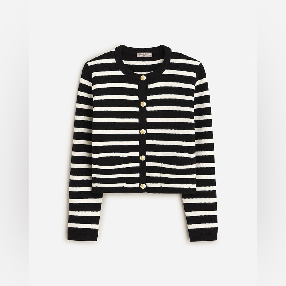 J. Crew Black and White Striped Cardigan